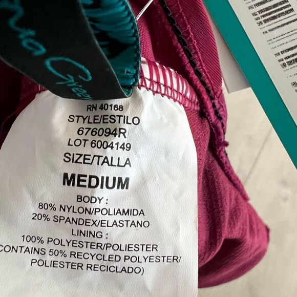 Women's Cut Out Strap One Piece Swimsuit - Aqua Green® Dark Red m - Picture 5 of 7